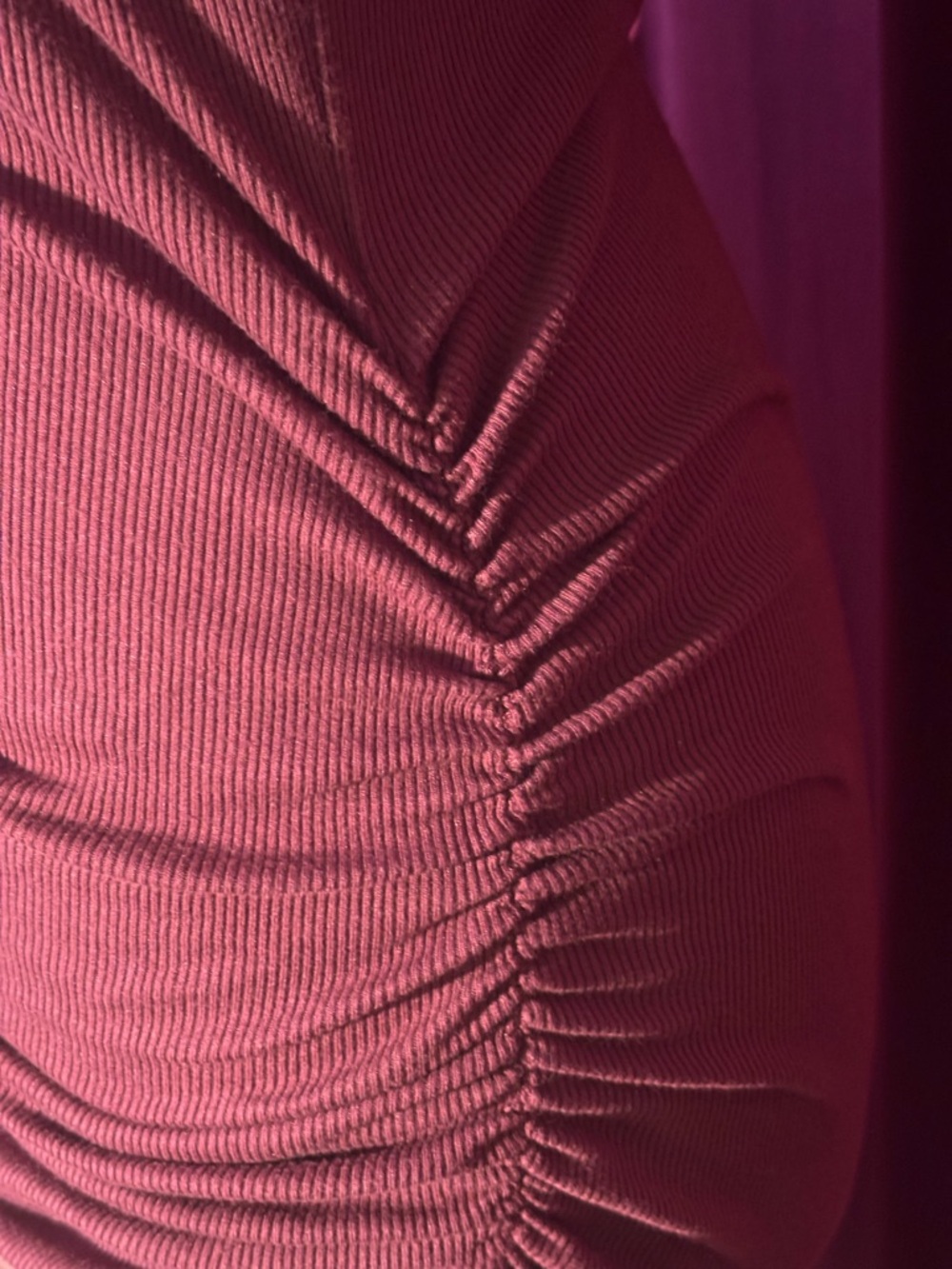 Michael Stars Long Sleeve Ruched Bodycon Midi Dress - Wine - Picture 6 of 12